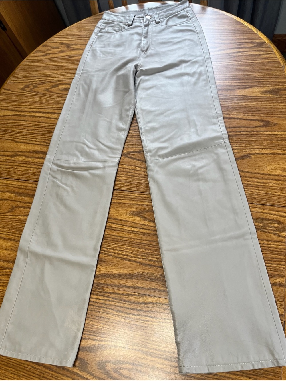 John Elliott Leather Paisley High Rise Wide Leg Pants SZ S in Bone